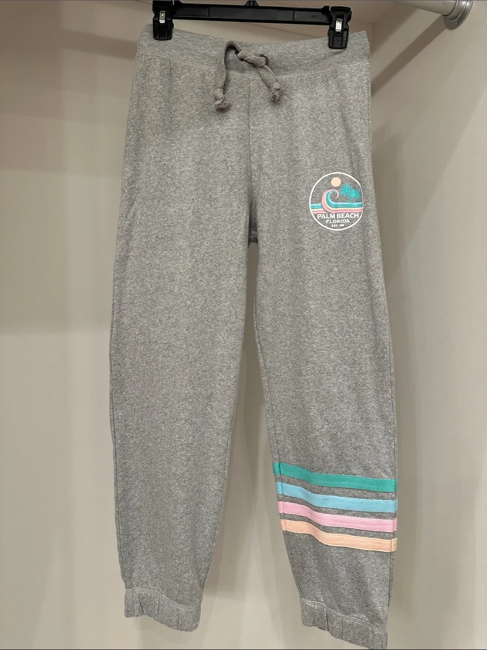 Ocean Drive medium Palm Beach Gray Zip Hoodie & Jogger Set with Pastel Strip